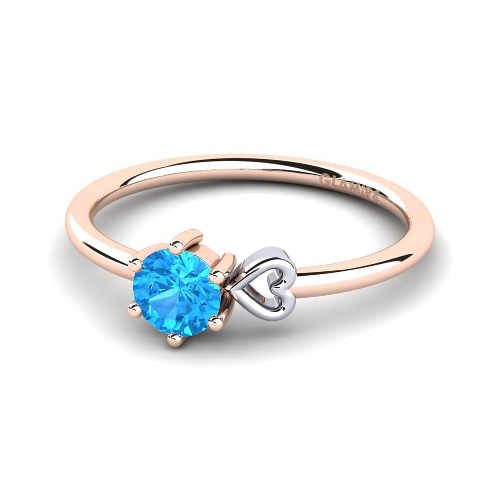 18ct Rose & White Gold Blue Topaz Women's Ring Tasenka