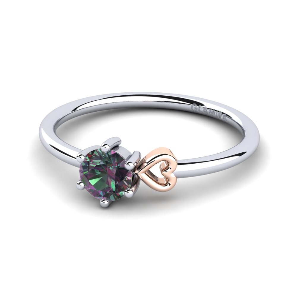 18ct White & Rose Gold Mystic Topaz Women's Ring Tasenka