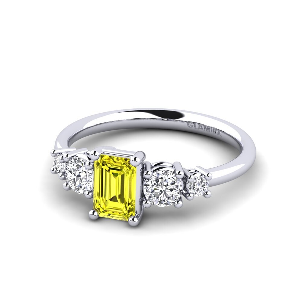 Diamante Amarelo Anel de Noivado Tessa
