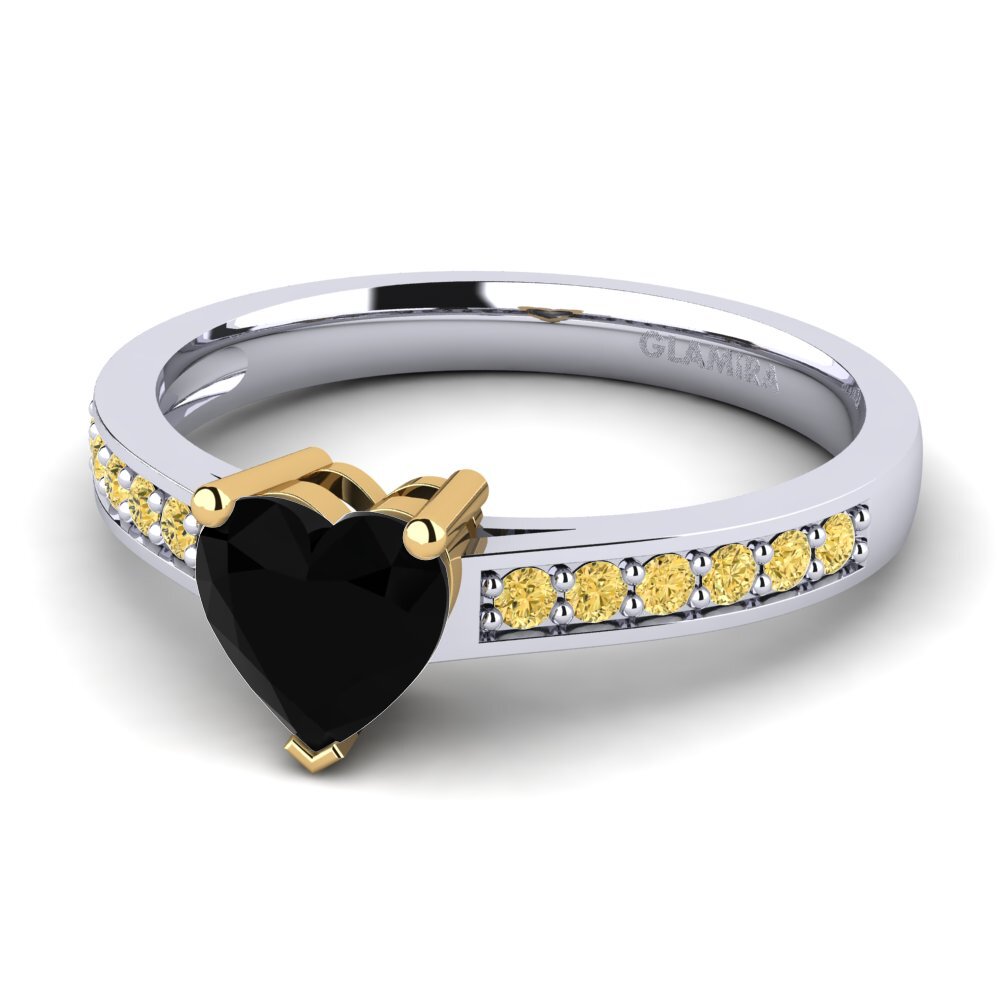 18k Oro Blanco & Amarillo Anillo de compromiso Tina