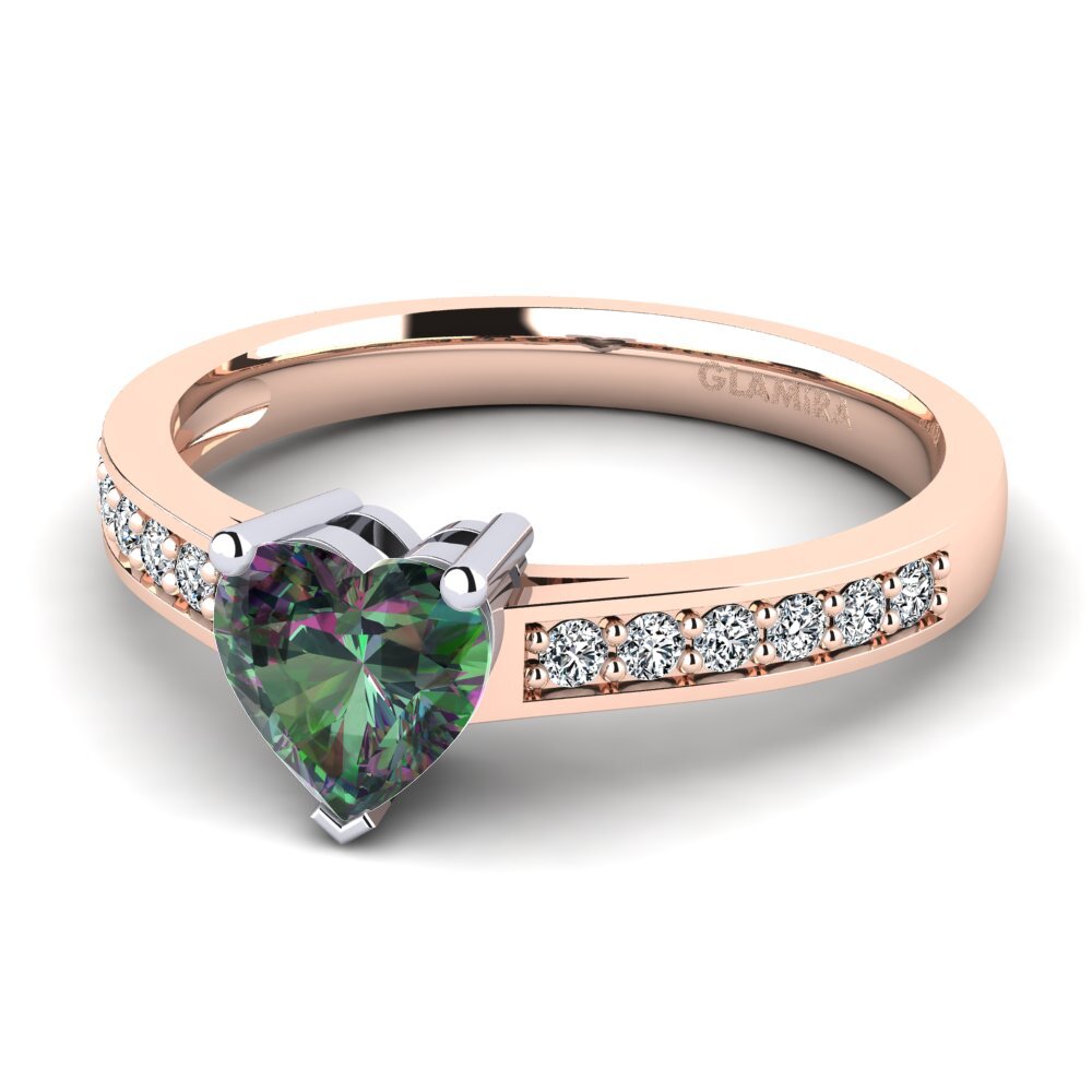 9ct Rose & White Gold Mystic Topaz Engagement Ring Tina