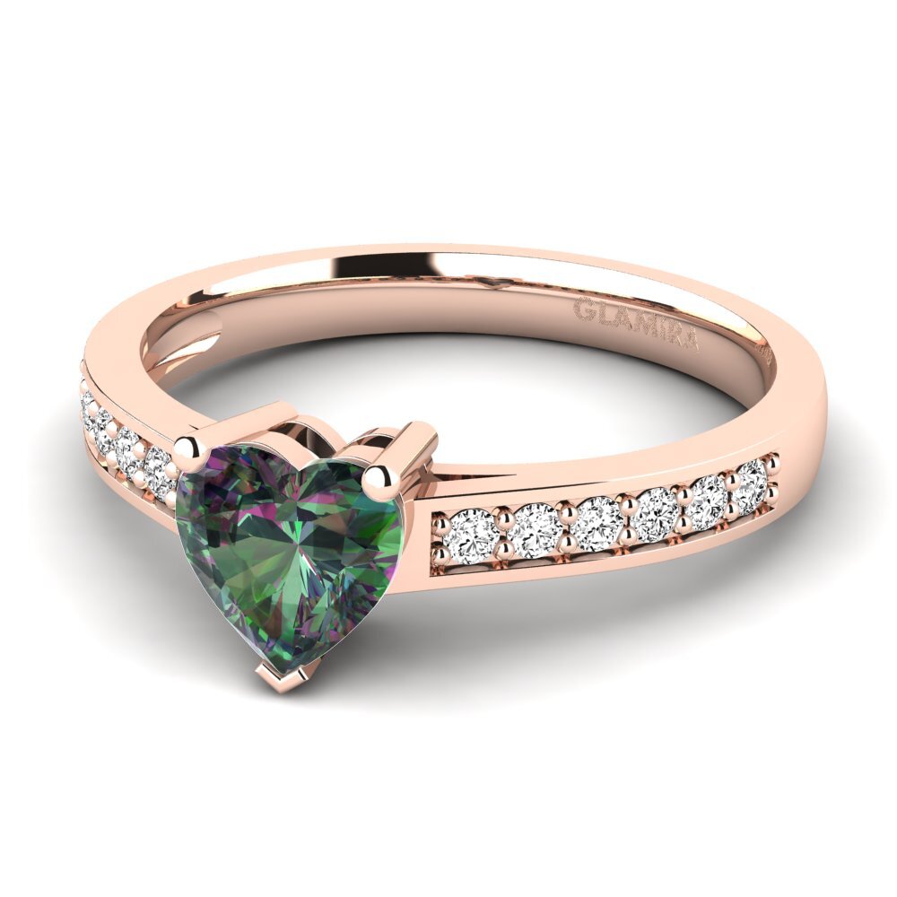 14k Oro Rosa Topacio Místico Anillo de compromiso Tina