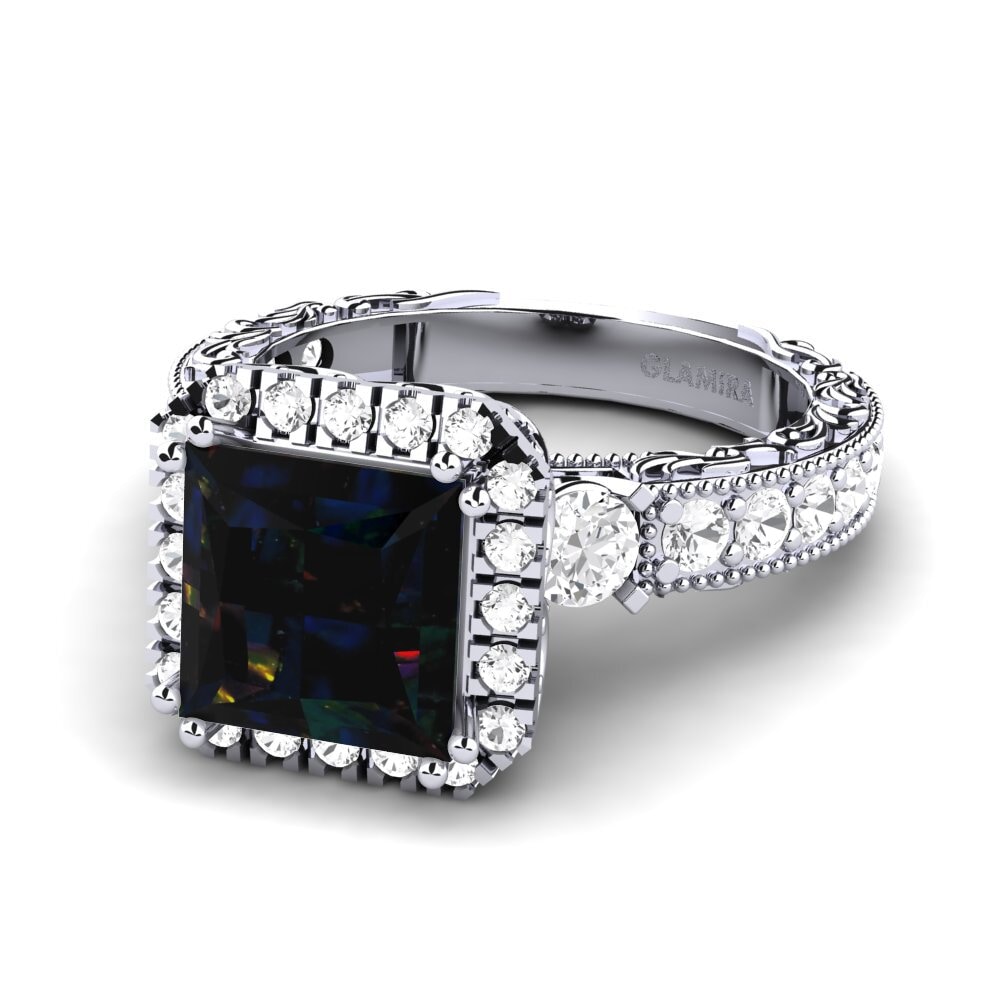White Silver Engagement Ring Mariko