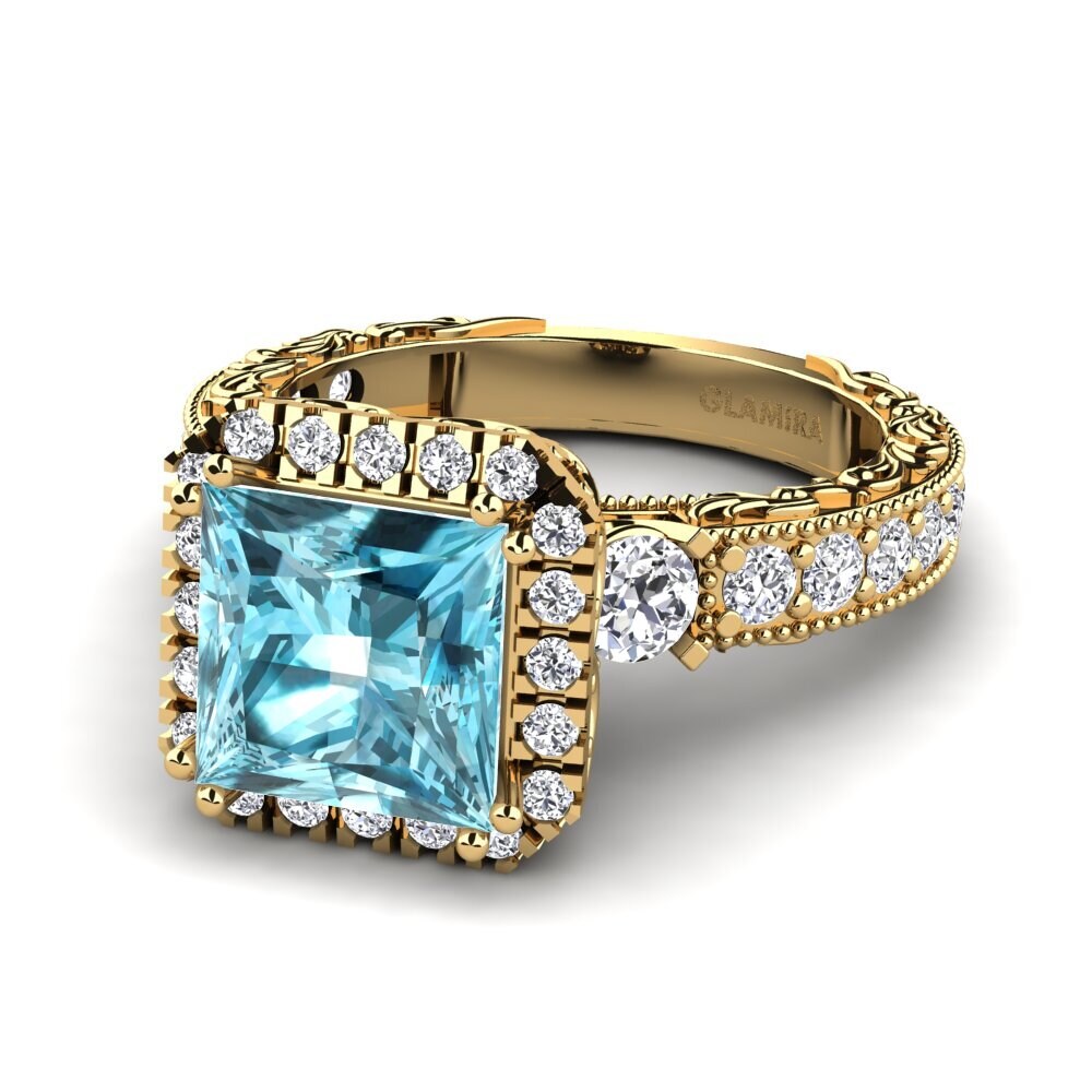 Blue Zircon Engagement Ring Mariko
