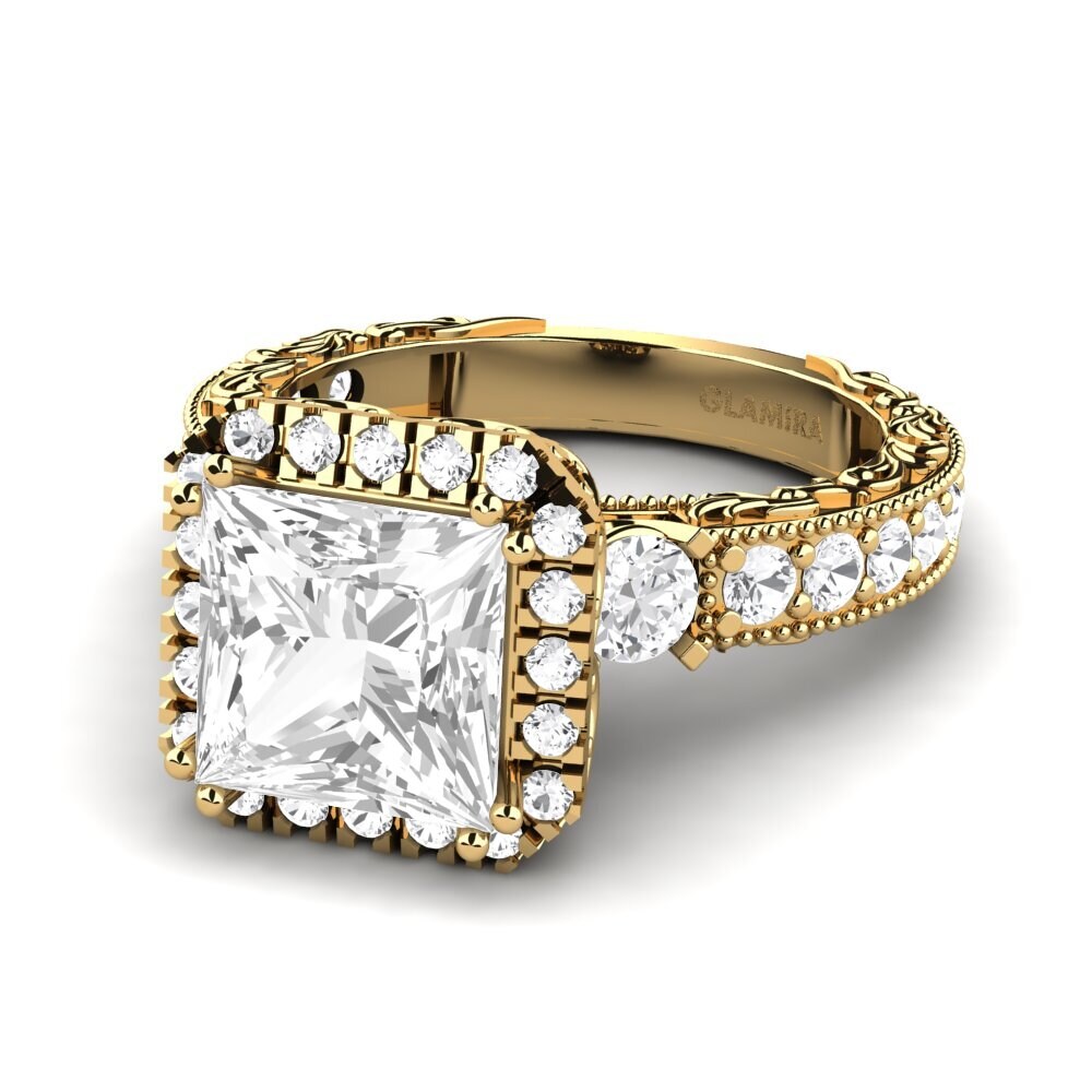 18k Oro Amarillo Anillo de compromiso Mariko