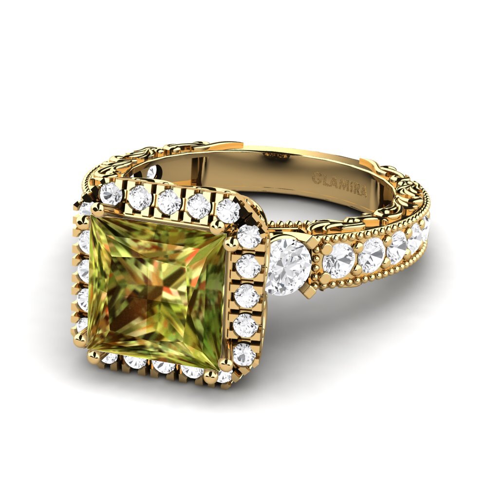 14k Oro Amarillo Anillo de compromiso Mariko