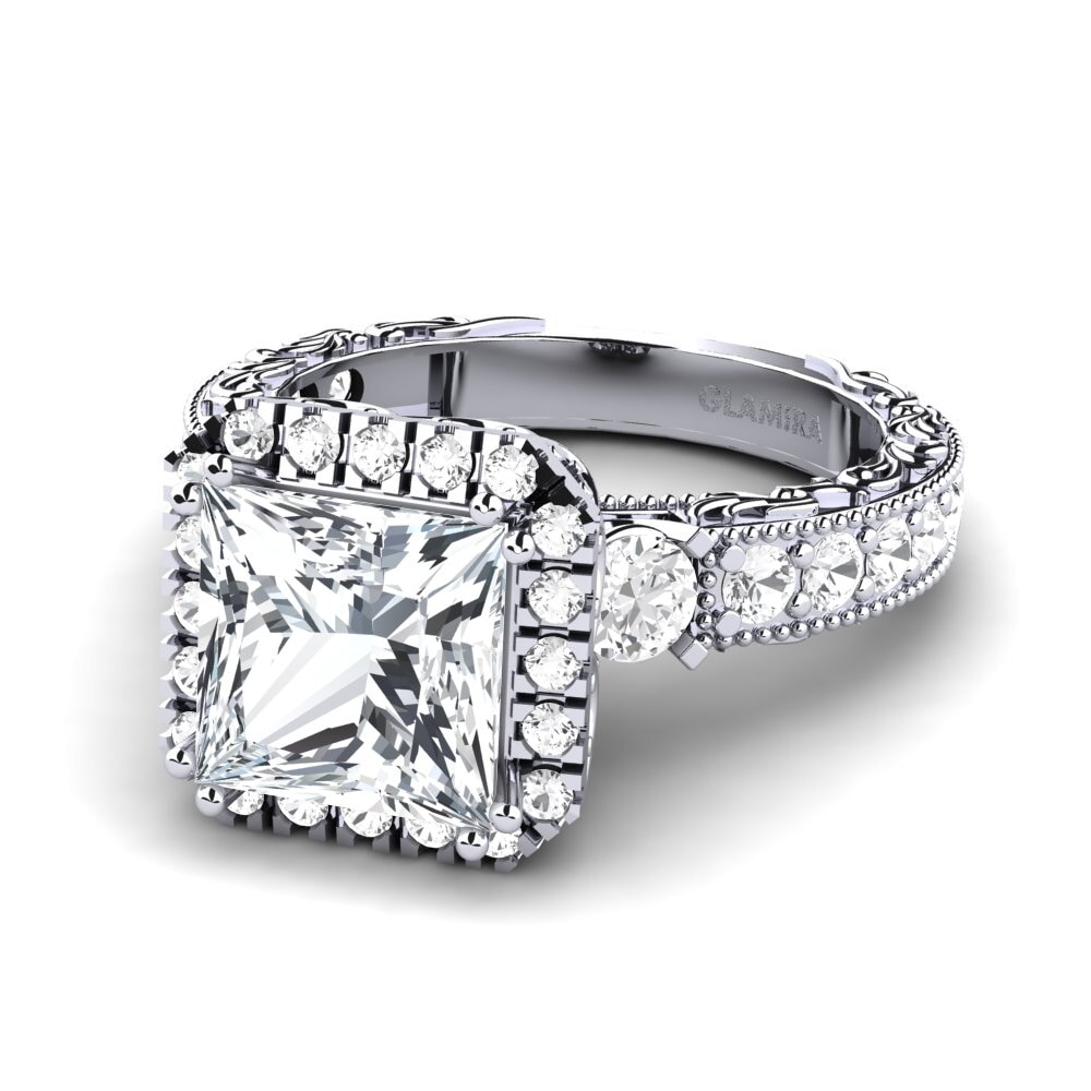 White Zircon Engagement Ring Mariko