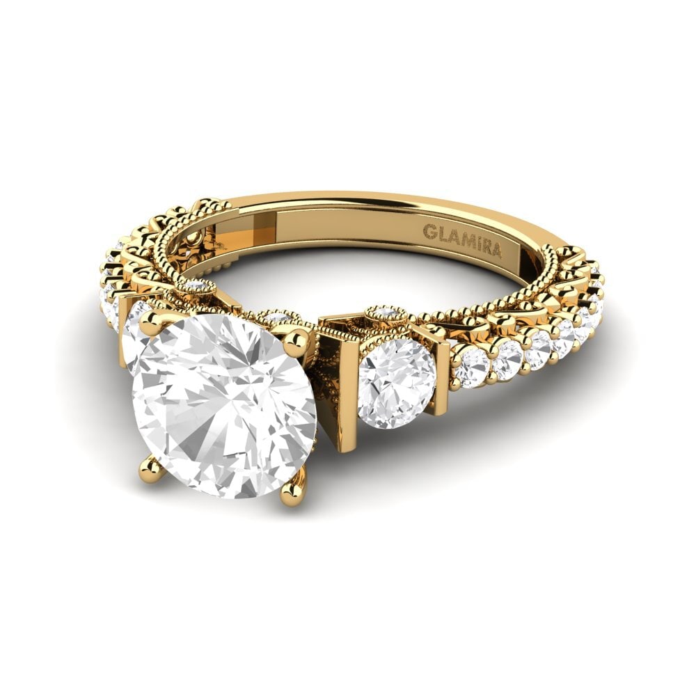 Zafiro blanco Anillo de compromiso Marquita