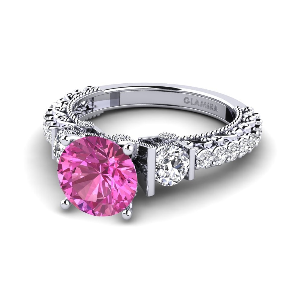 9ct White Gold Pink Topaz Engagement Ring Marquita
