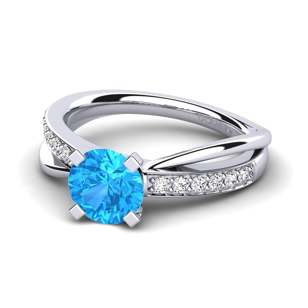 Blå Topas Forlovelsesring Viviette 1.0 crt