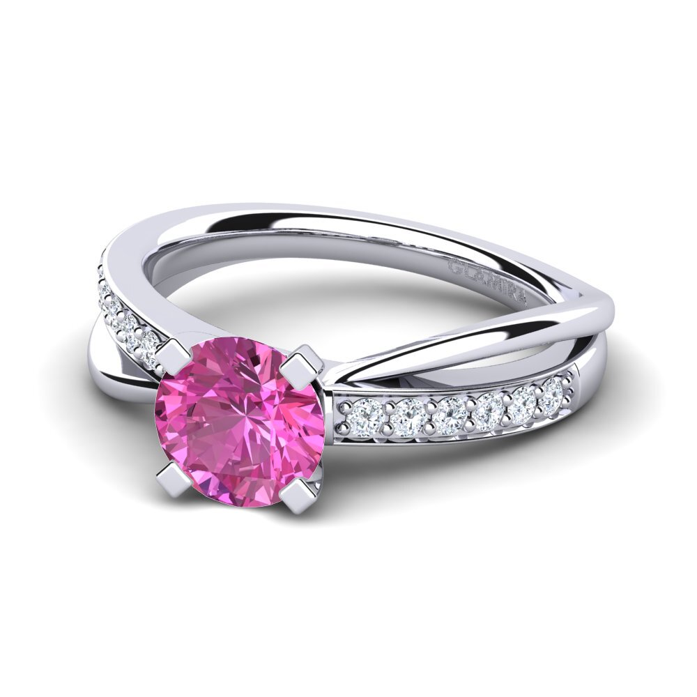 9ct White Gold Pink Topaz Engagement Ring Viviette 1.0 crt