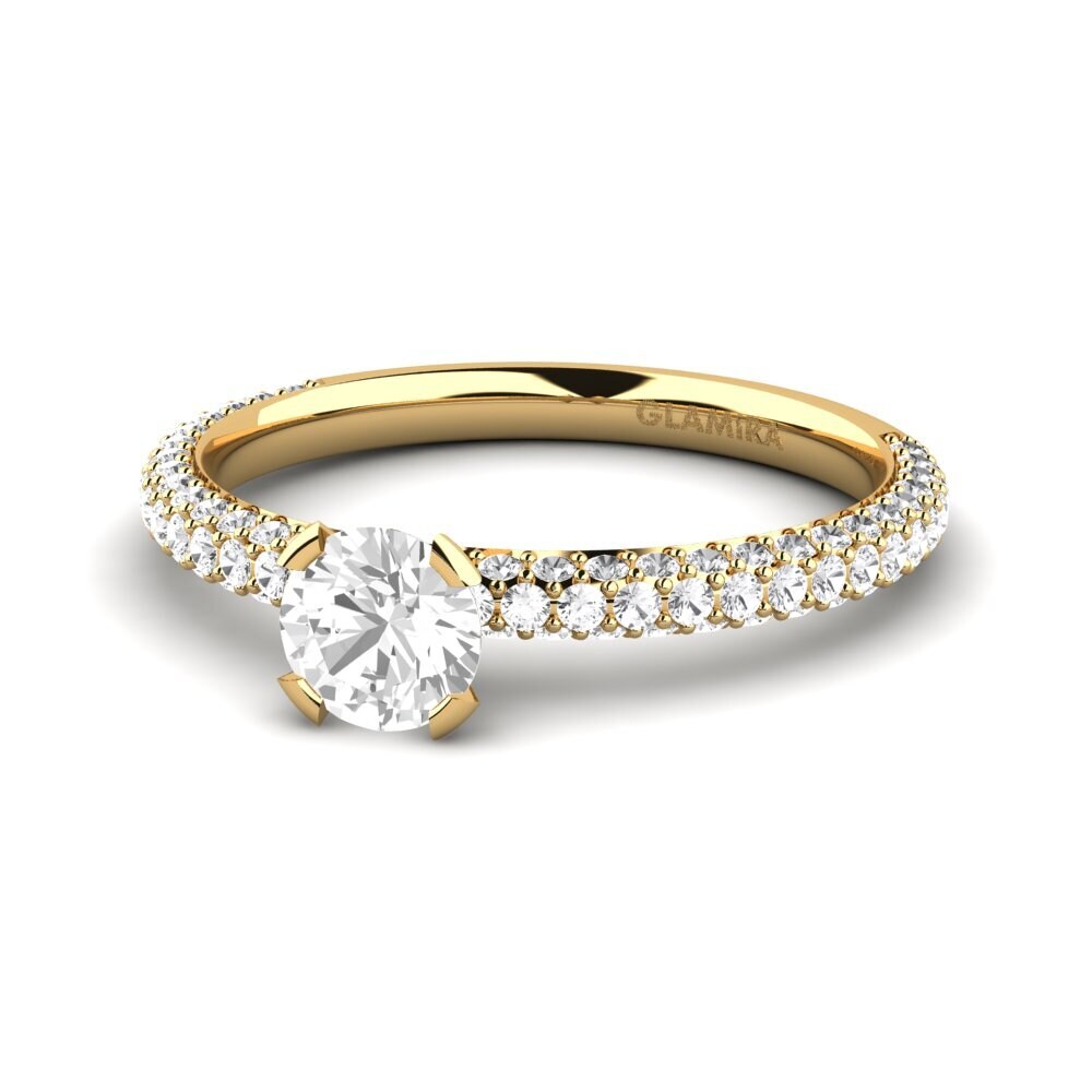 18k Oro Amarillo Zafiro blanco Anillo de compromiso Zamazenta