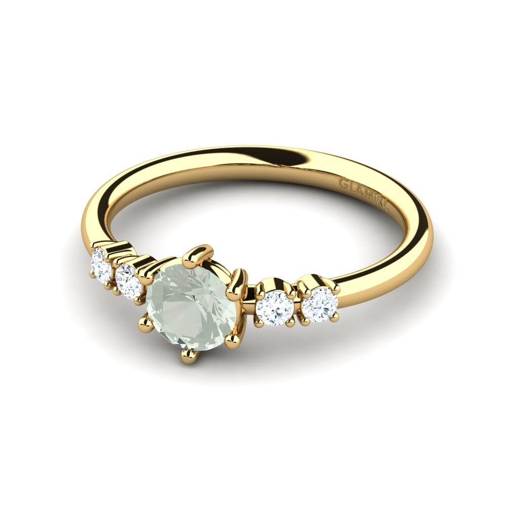 18k Oro Amarillo Amatista verde Anillo de compromiso Zanessa