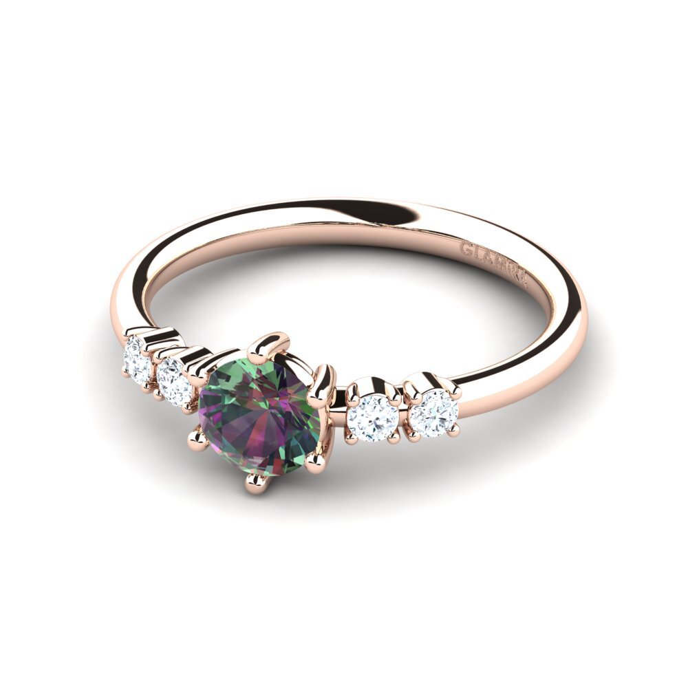 14k Oro Rosa Topacio Místico Anillo de compromiso Zanessa