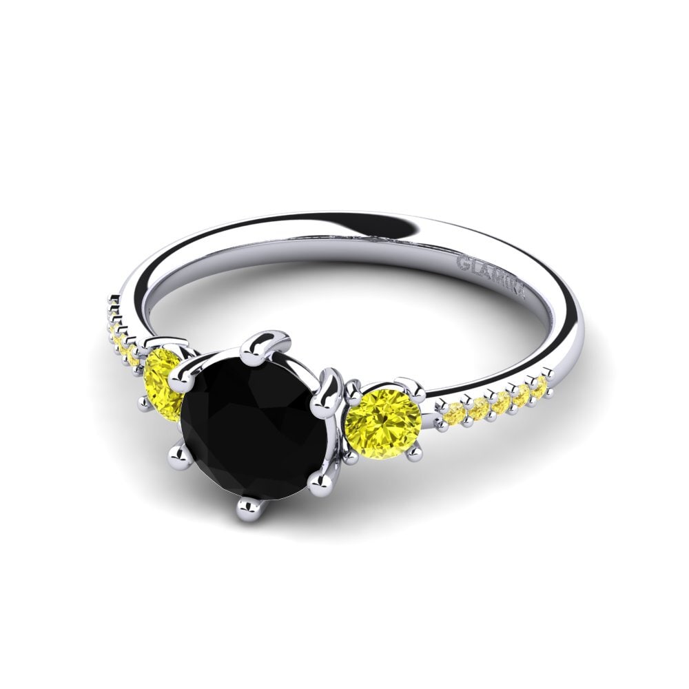 9ct White Gold Black Diamond Engagement Ring Zanyria