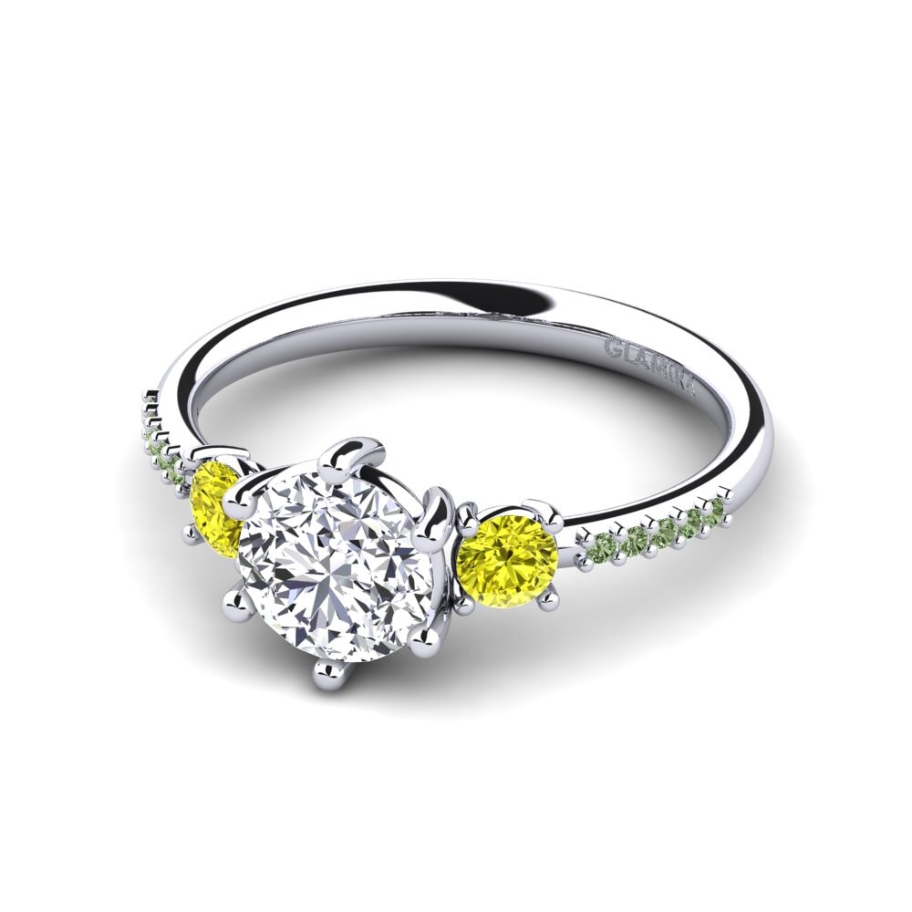 18k Oro Blanco Diamante Anillo de compromiso Zanyria