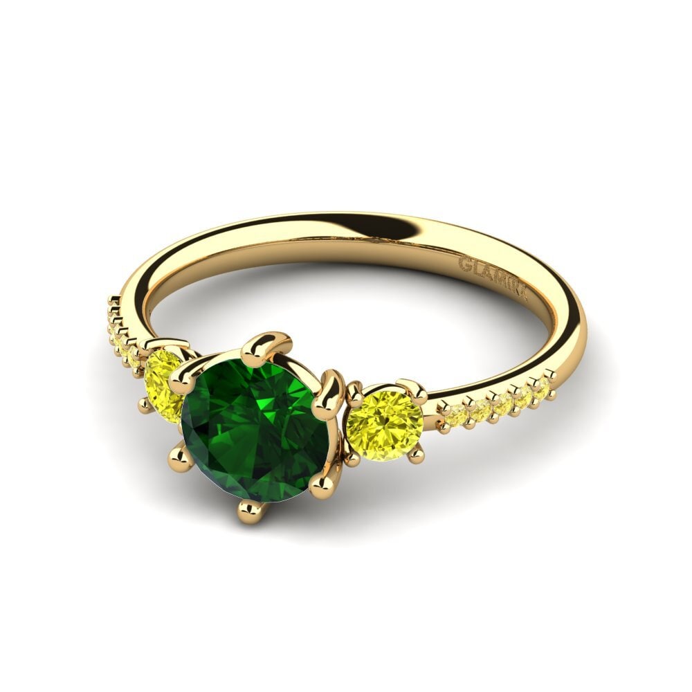 14ct Yellow Gold Green Tourmaline Engagement Ring Zanyria