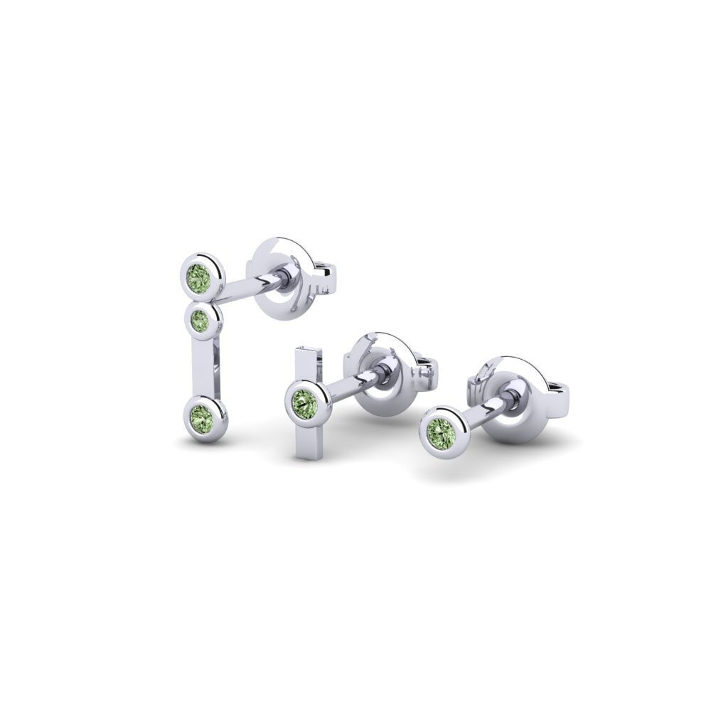 Oro Bianco 585 Diamante Verde Orecchino da donna Bolti - SET