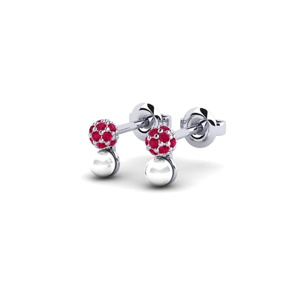 9ct White Gold Ruby Women's Earring Chilton