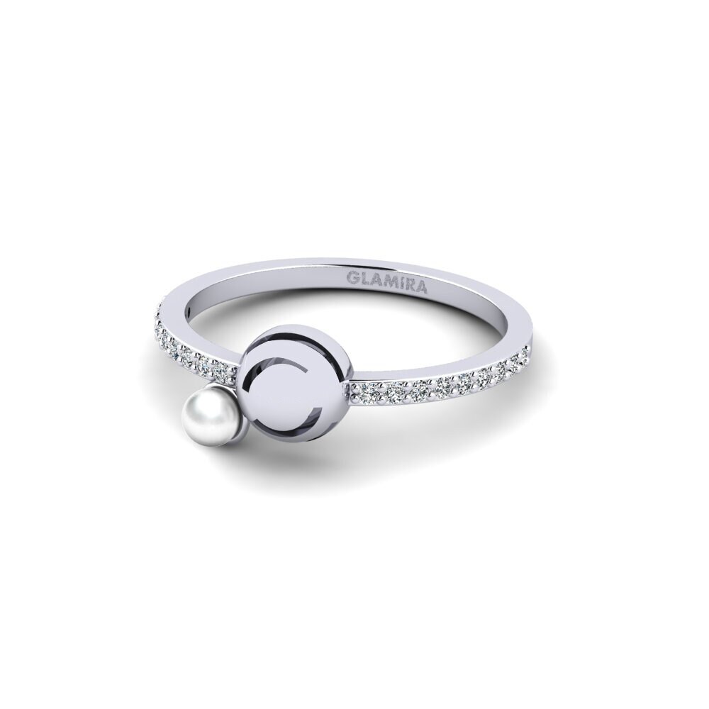9k Oro Blanco Circonita Anillo Fludyer