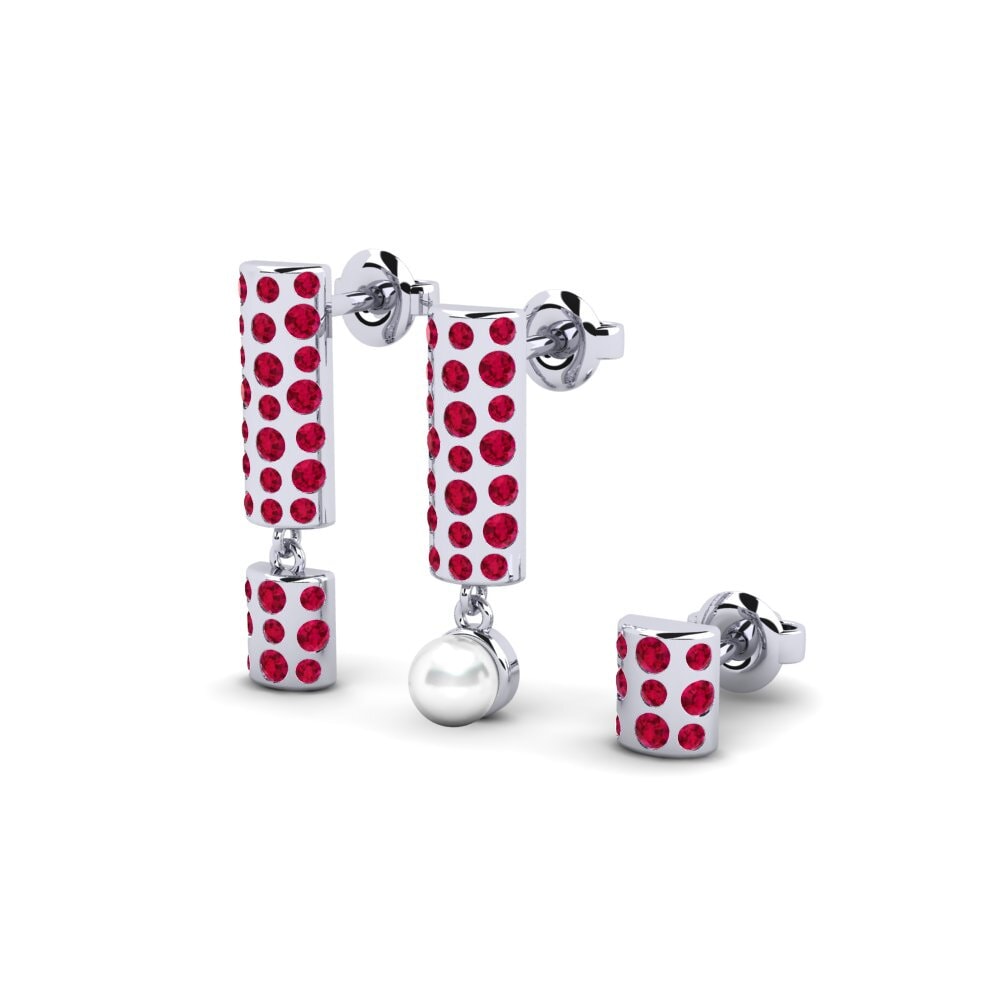 9ct White Gold Ruby Women's Earring Avlonya - SET