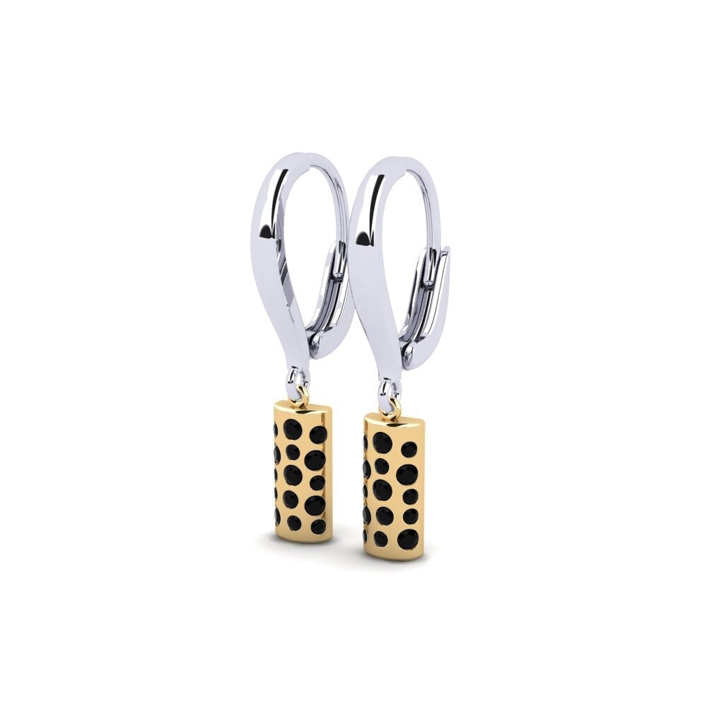 14ct White & Yellow Gold Black Sapphire Women's Earring Chorzele