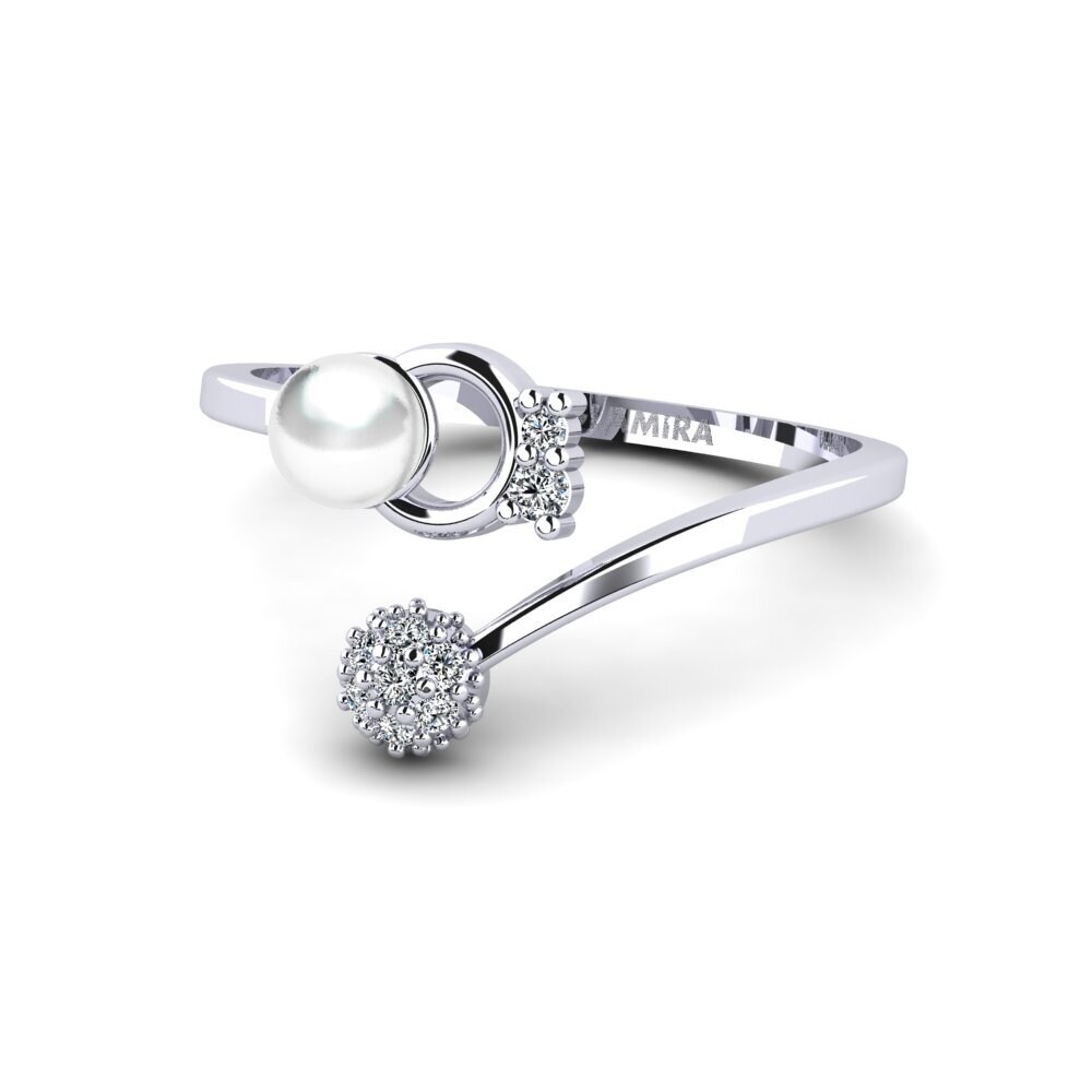 9k Oro Blanco Circonita Anillo Ibali
