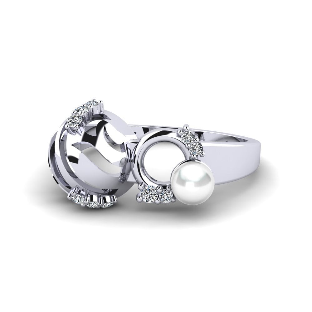 9k Oro Blanco Circonita Anillo Kow