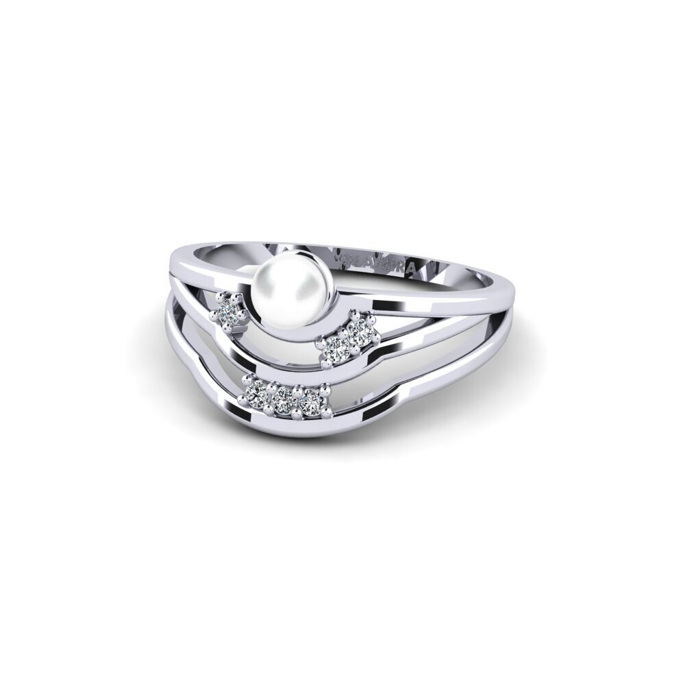 9k Oro Blanco Circonita Anillo Alleirs