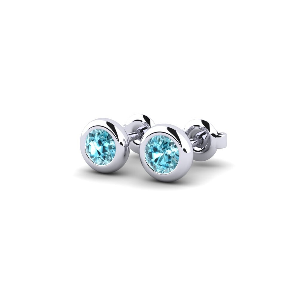 Oro Bianco 375 Zircone Blu Orecchino da donna Burbuja