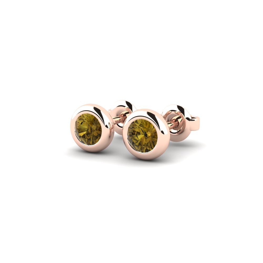14ct Rose Gold Brown Zircon Women's Earring Burbuja
