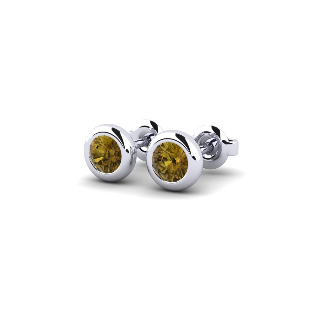 Oro Bianco 375 Zircone Marrone Orecchino da donna Burbuja