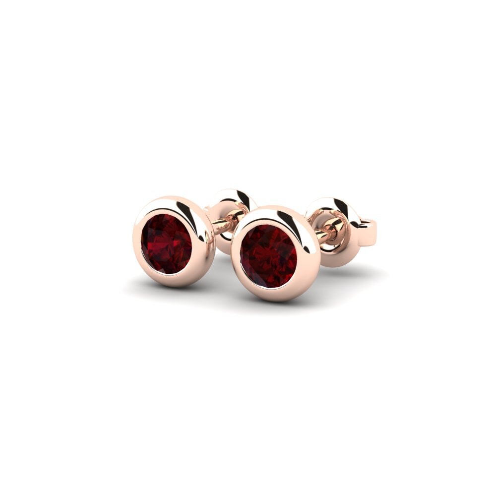 18k Oro Rosa Granate Pendiente de mujer Burbuja