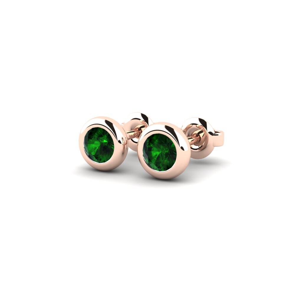 14ct Rose Gold Green Tourmaline Women's Earring Burbuja