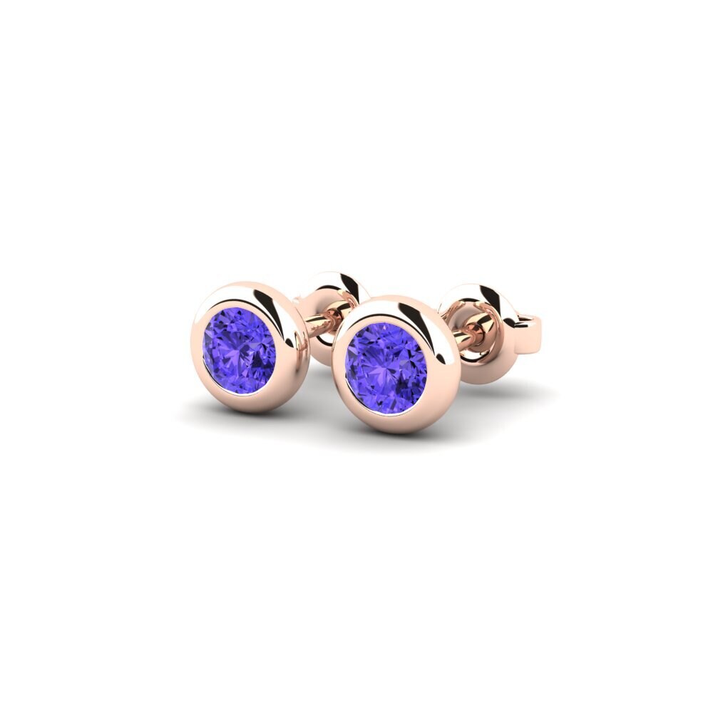 18k Oro Rosa Tanzanita Pendiente de mujer Burbuja