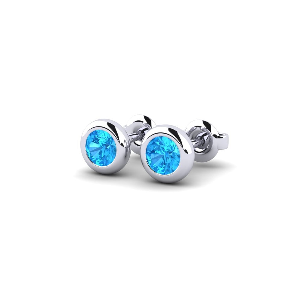 Oro Bianco 375 Topazio Azzurro Orecchino da donna Burbuja