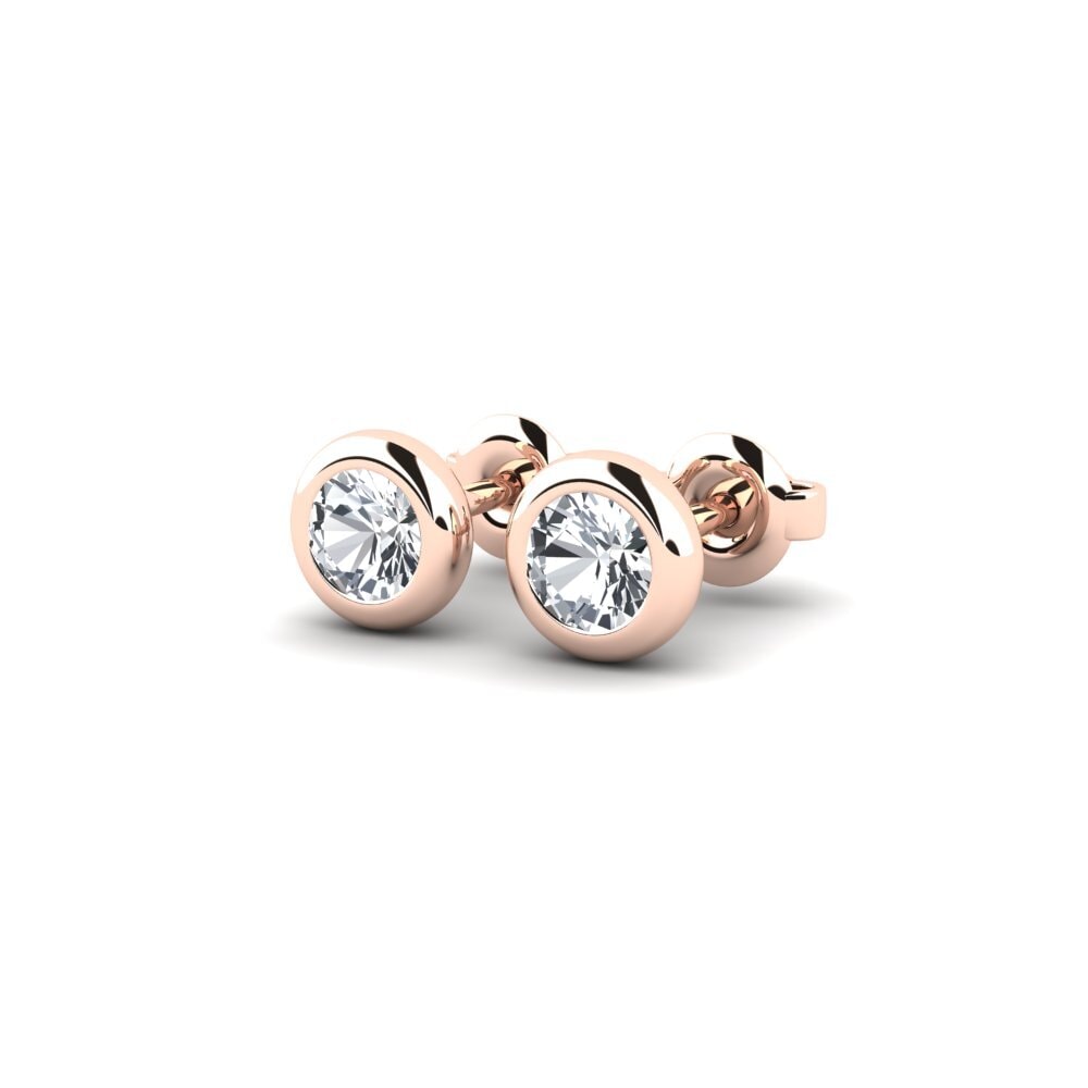14ct Rose Gold White Zircon Women's Earring Burbuja