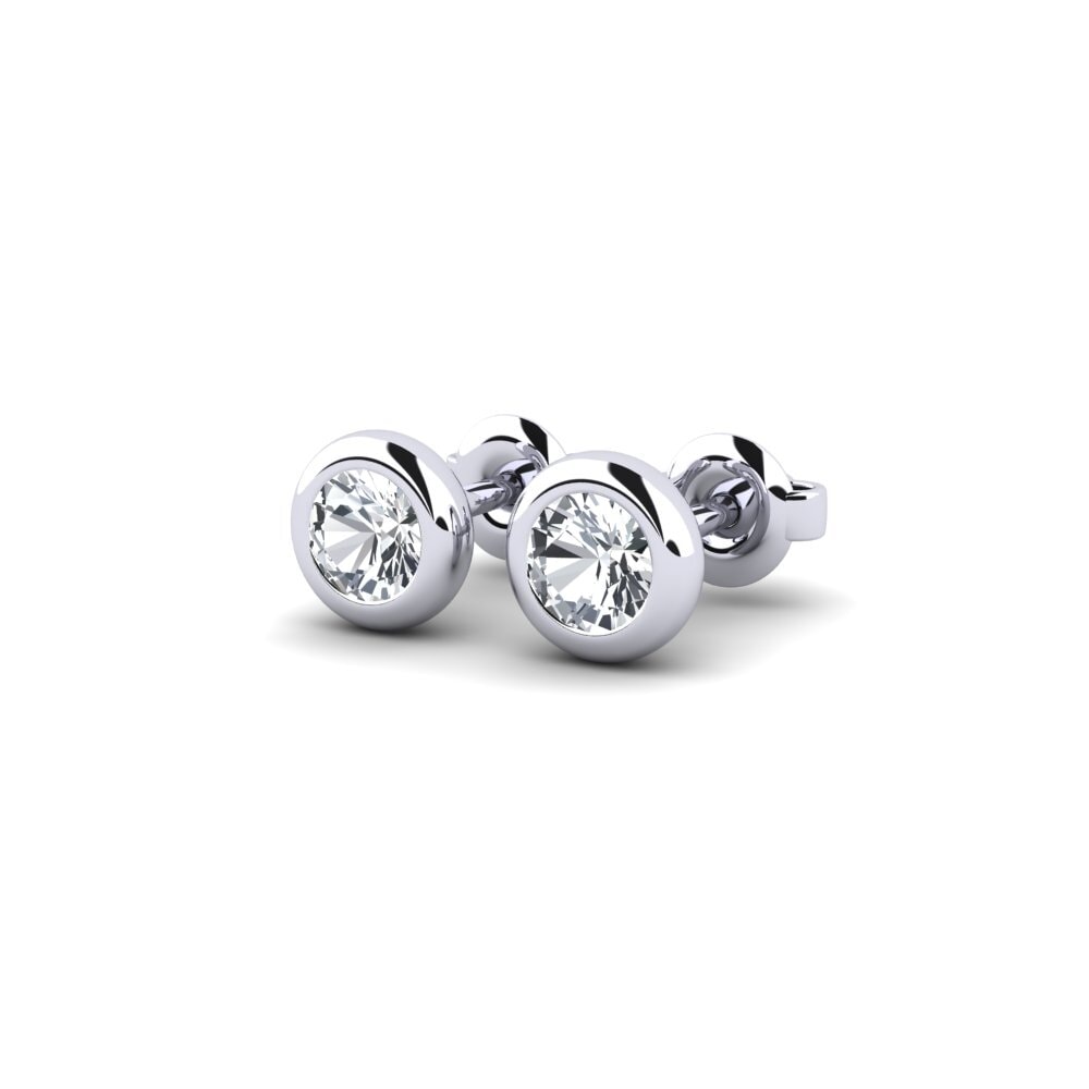 14k Oro Blanco Circón Blanco Pendiente de mujer Burbuja