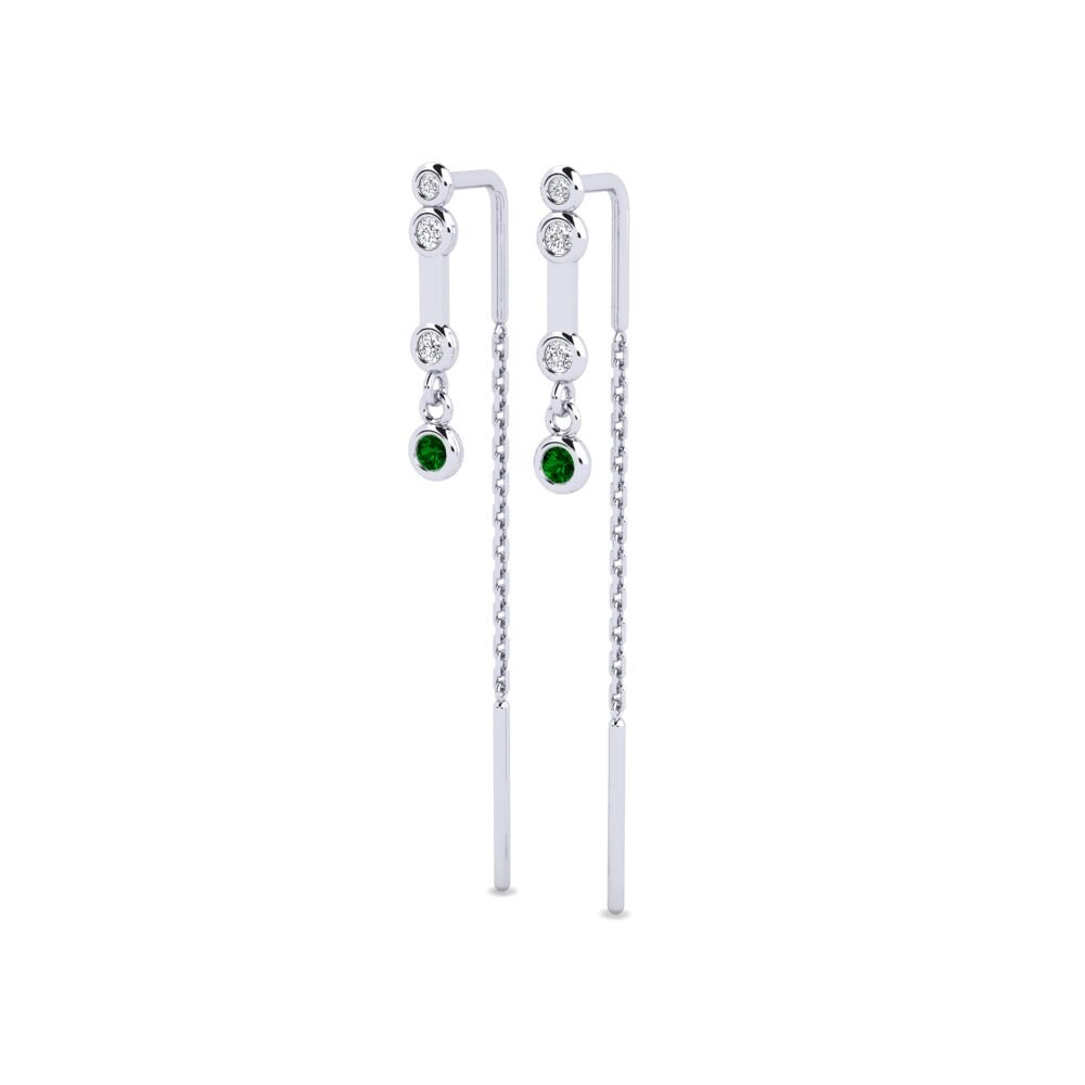 18k Oro Blanco Circonita Verde Pendiente de mujer Gelembung