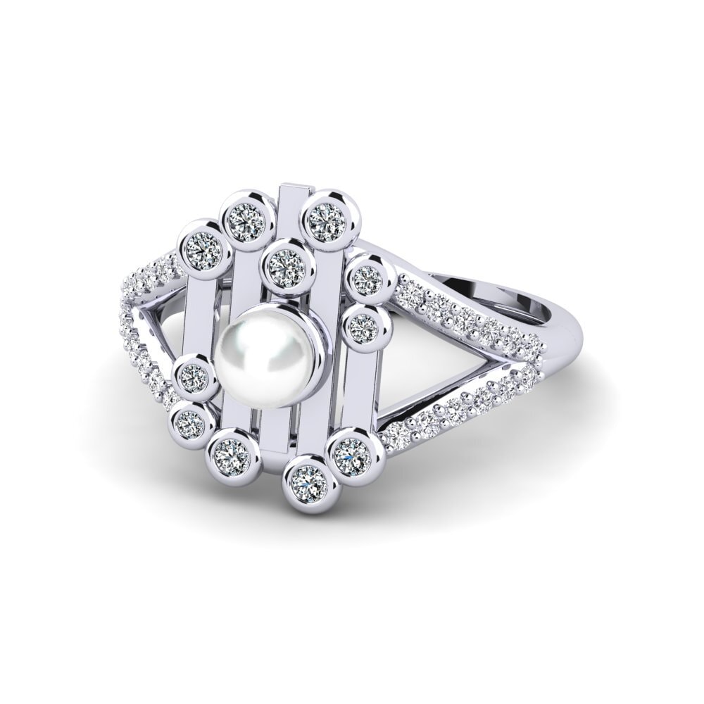 9k Oro Blanco Circonita Anillo Llavor