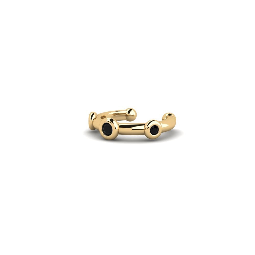 14k Oro Amarillo Diamante Negro Perforación de oreja Panthu