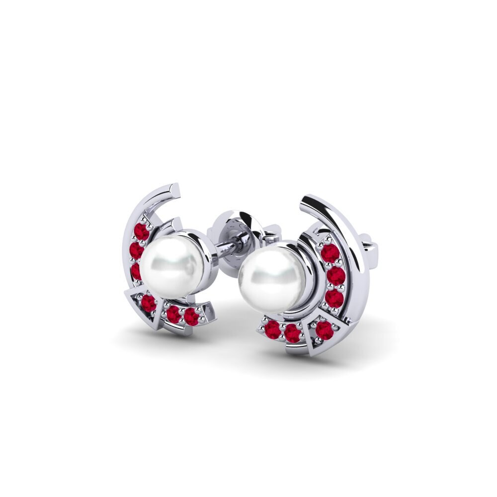 9ct White Gold Ruby Women's Earring Realism