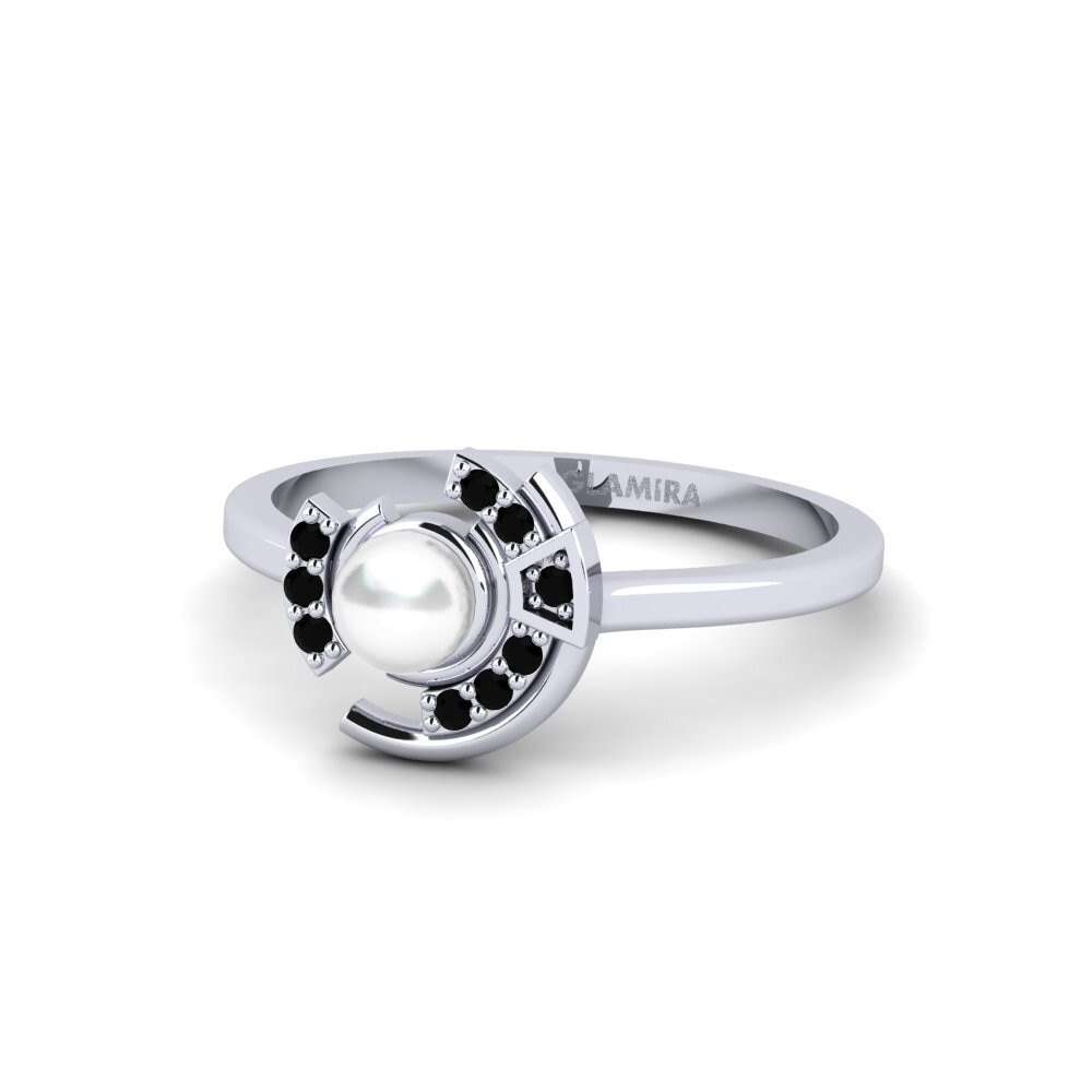 9k Oro Blanco Diamante Negro Anillo Rhetoric