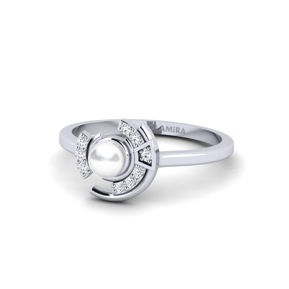 9k Oro Blanco Circonita Anillo Rhetoric