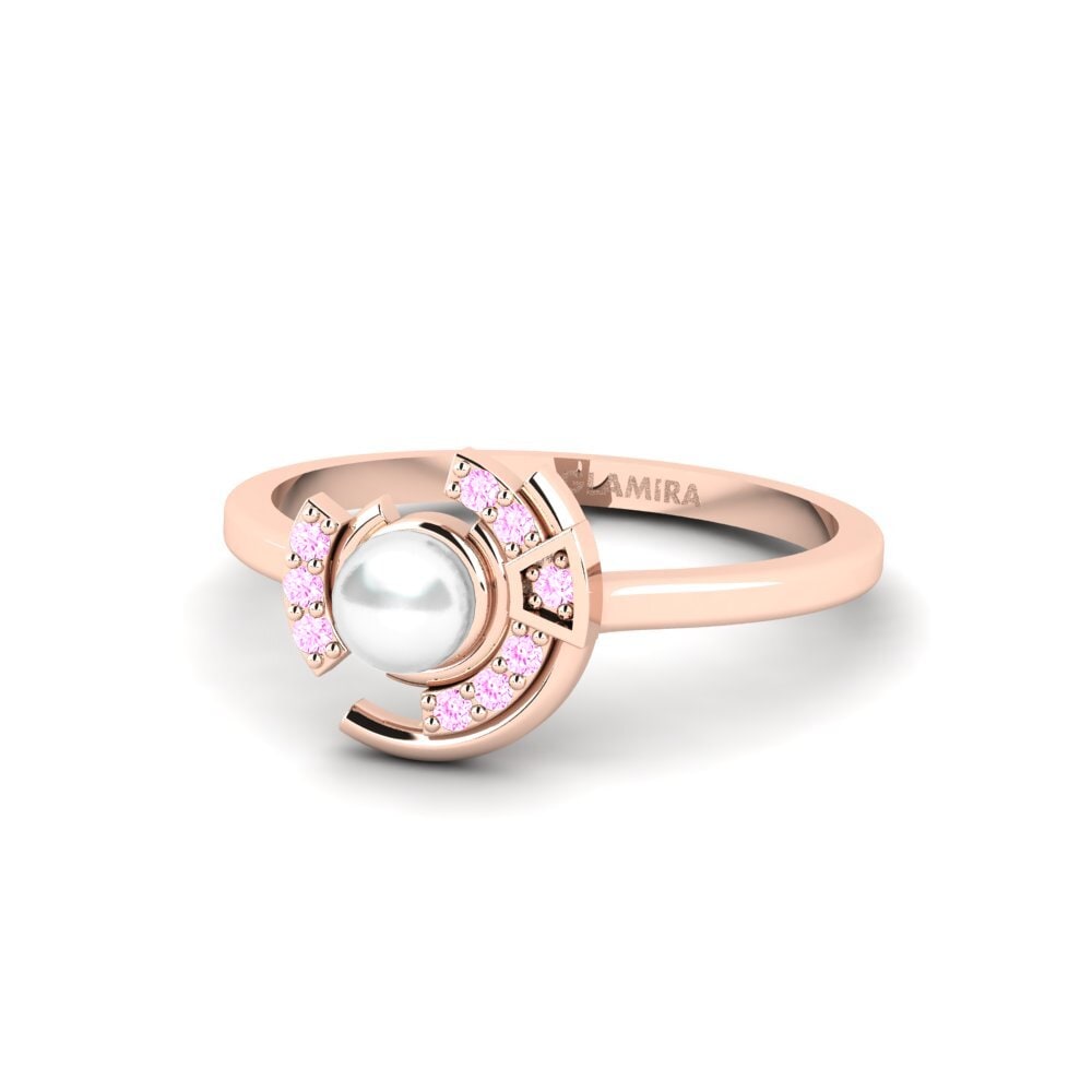 14k Oro Rosa Zafiro Rosado Anillo Rhetoric