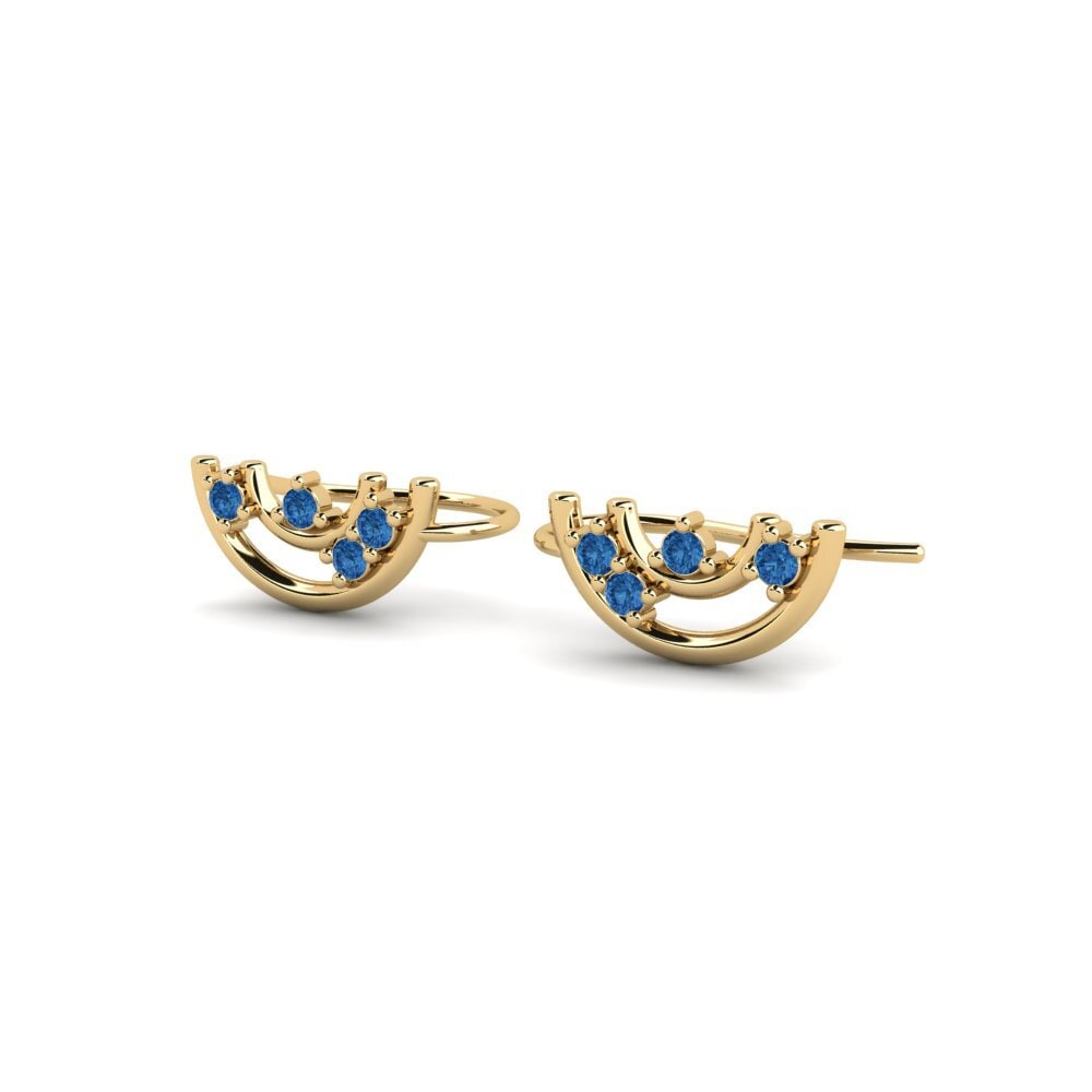 Zircônia azul escuro Brincos Feminino Sfaira
