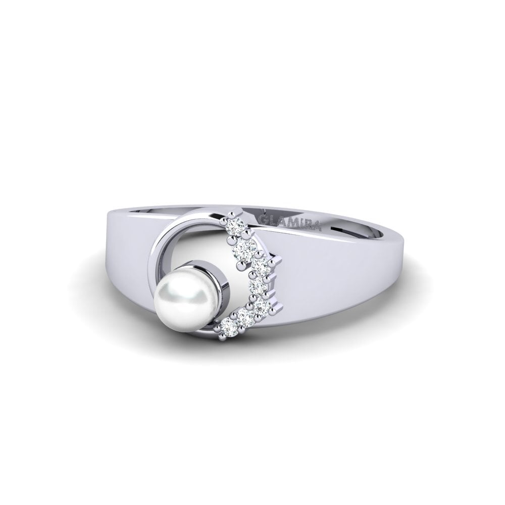 9k Oro Blanco Circonita Anillo Lugu