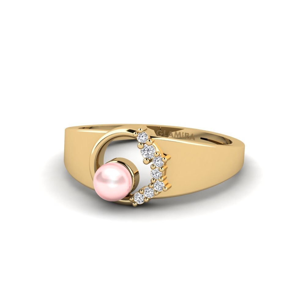 14k Oro Amarillo Redondo Diamante cultivado en laboratorio Anillo Lugu
