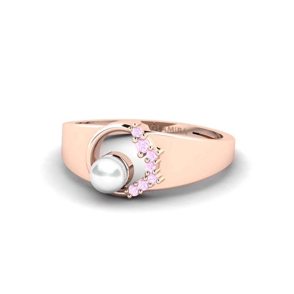 14k Oro Rosa Zafiro Rosado Anillo Lugu