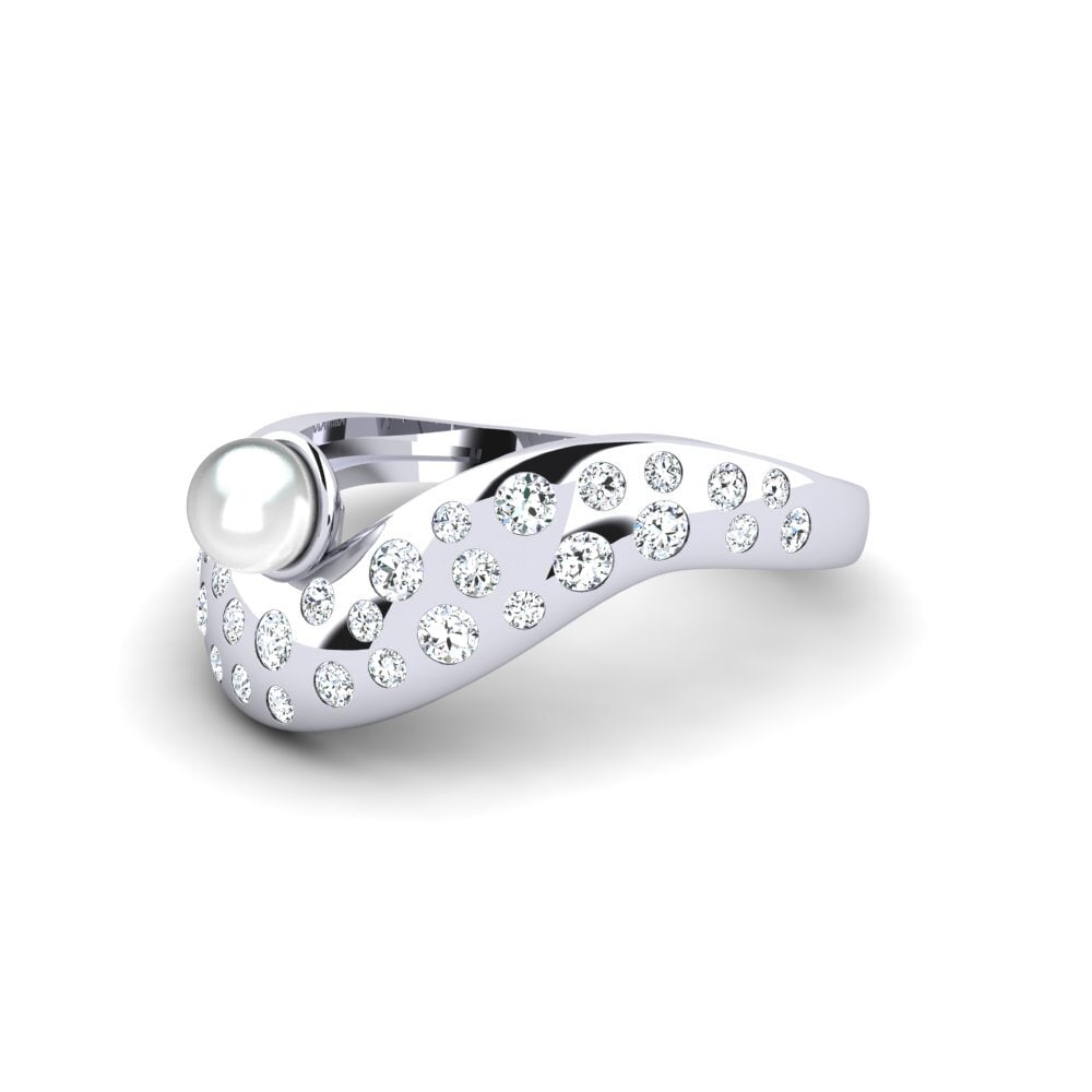 9k Oro Blanco Circonita Anillo Mrocza
